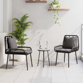 SIMVALE Garden Dining Set 3 pcs and Anthracite Poly Rattan - Black