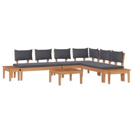 ERMFORD Garden Sofa Set 3 pcs and Grey - Brown
