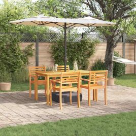VOBURY Garden Dining Set 5 pcs Solid Acacia Wood - Brown