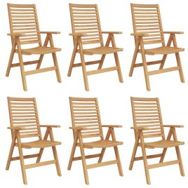 ERAHAL Garden Chair 6 pcs 52x64.5x108 cm Solid teak Wood - Brown