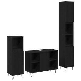 3 piece Bathroom Furniture Set Black Oak Engineered Wood