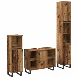 3 Piece Bathroom Furniture Set Old Wood Engineered Wood