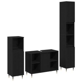 3 piece Bathroom Furniture Set Black Oak Engineered Wood