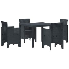 ORHEAT Garden Dining Set 5 pcs Anthracite Polypropylene