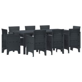ORHEAT Garden Dining Set 9 pcs Anthracite Polypropylene