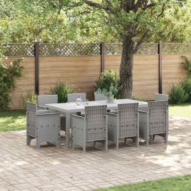 ORHEAT Garden Dining Set 9 pcs Light Polypropylene - Grey
