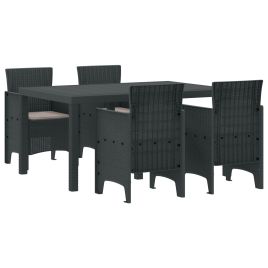 ORHEAT Garden Dining Set 5 pcs Anthracite Polt Rattan