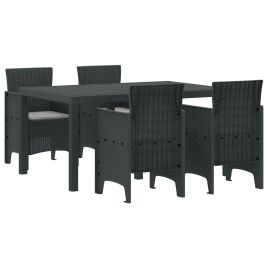 ORHEAT Garden Dining Set 5 pcs Anthracite Polt Rattan