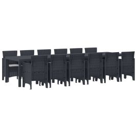 ORHEAT Garden Dining Set 13 pcs Anthracite Polt Rattan