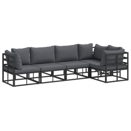 PRCOVE Garden Sofa Set with Cushion 5 pcs Aluminium - Black