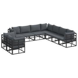 PRCOVE Garden Sofa Set with Cushion 9 pcs Aluminium - Black