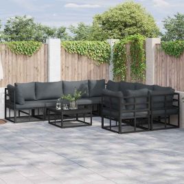 WAVUE Garden Sofa Set with Cushion 8 pcs Steel - Black