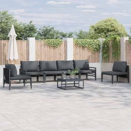 WAVUE Garden Sofa Set with Cushion 6 pcs Steel - Black