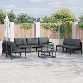 WAVUE Garden Sofa Set with Cushion 7 pcs Steel - Black