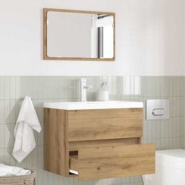 2 Piece Bathroom Furniture Set Artisan Oak Engineered Wood