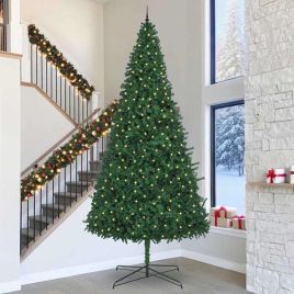 EMBERLY Christmas Tree with Decorative String Lights Green 400 cm PVC