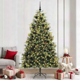 GLIMRA Artificial Hinged Christmas Tree with Cones Green 240 cm