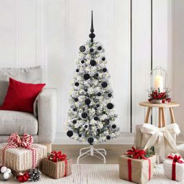 BLINCA Artificial Hinged Christmas Tree Green and white 120 cm