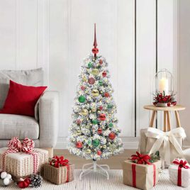 BLINCA Artificial Hinged Christmas Tree Green and white 120 cm