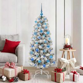 BLINCA Artificial Hinged Christmas Tree Green and white 150 cm