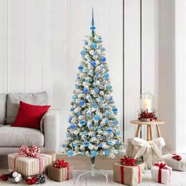 BRILAN Artificial Hinged Christmas Tree Green and white 180 cm