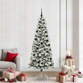 BRILAN Artificial Hinged Christmas Tree Green and white 210 cm