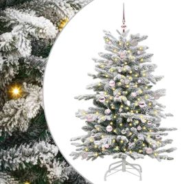 BRILAN Artificial Hinged Christmas Tree White 150 cm PE and PVC