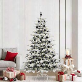 BRILAN Artificial Hinged Christmas Tree White 210 cm PE and PVC