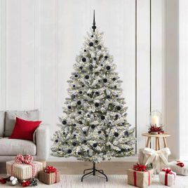 BRILCA Artificial Christmas Tree Green and White 210 cm PVC and Metal