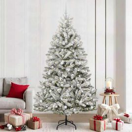 BRILCA Artificial Christmas Tree Green and White 240 cm PVC and Metal