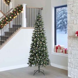 BRINLO Artificial Christmas Tree with 300 LEDs with Stand Green 240 cm