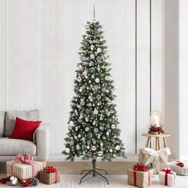 BRINLO Artificial Christmas Tree with 300 LEDs with Stand Green 240 cm