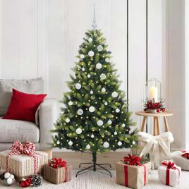 COZERA Artificial Hinged Christmas Tree 150 LEDs Green 150 cm
