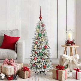 BRISKA Artificial Christmas Tree with 150 LEDs with Stand White 120 cm
