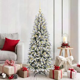 BRISKA Artificial Christmas Tree with 150 LEDs with Stand White 150 cm
