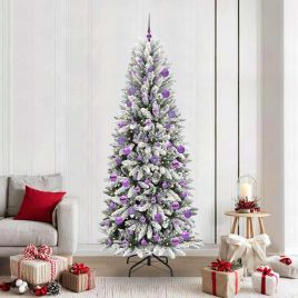 BRISKA Artificial Christmas Tree with 300 LEDs with Stand White 210 cm