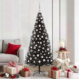 CINDOR Christmas Tree with 300 LEDs with Stand Black 180 cm PVC