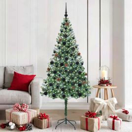CHERLI Artificial Christmas Tree with Stand Green 180 cm PVC and Steel
