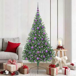 EMBERI Artificial Pre-lit Christmas Tree Green 180 cm PVC