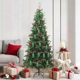 FLINRA Christmas Pine Cone Ball 40 pcs Green Plastic