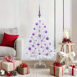 FROSTEL Artificial Hinged Christmas Tree White 120 cm PVC and Steel