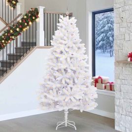 CUDWIN Artificial Hinged Christmas Tree White 270 cm PVC and Steel