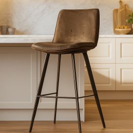 BRIARVALE Faux Leather Bar Stool Brown- Set of 2