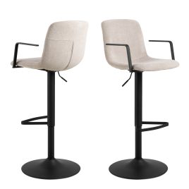 GALVITH Swivel Beige Bar Stool With Adjustable Height Function - Set of 2