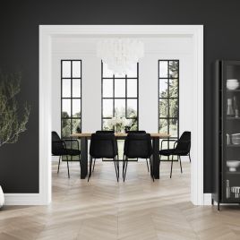 ANTIVA Dining Table Set with 6 Chairs with Arms - Black
