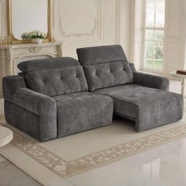 KENSLEY Fabric 2 Seater Electric Sofa Bed - Charcoal