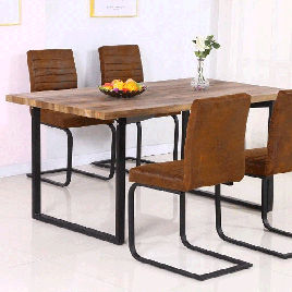 Helston Rectangular Dining Table - Oak Effect and Black