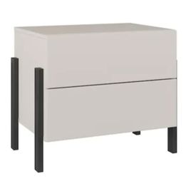 ALDEN 2 Drawer Bedside Table - Beige