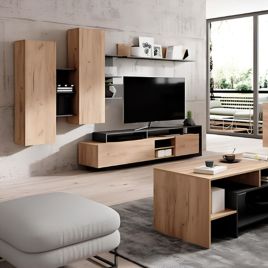 Pantheon Haven Entertainment Unit - Oak and Black