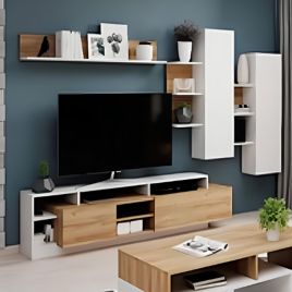 Pantheon Haven Entertainment Unit - Oak and White